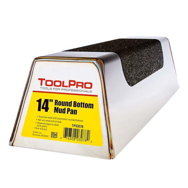 Toolpro 14 in Stainless Steel Gripped Mud Pan TP03078 - main